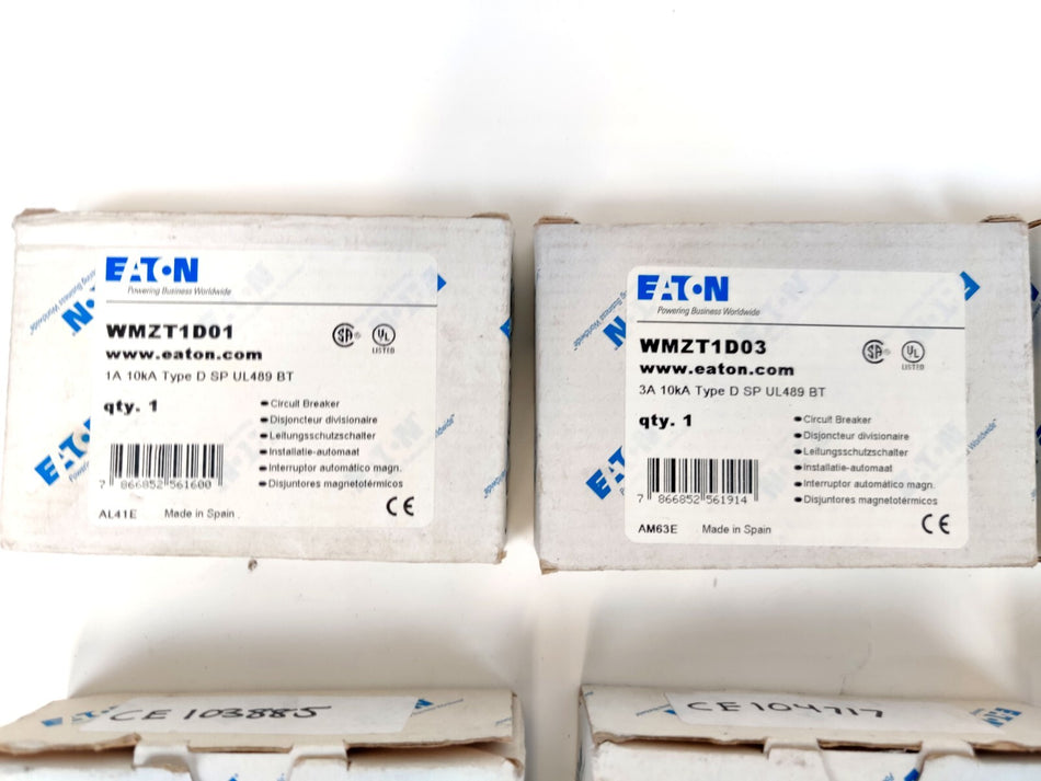 Eaton Eaton WMZ Circuit Breakers 1 Amp 3 Amp 6 Amp, 13 Amp, 15 Amp, 20 Amp, 30 Amp