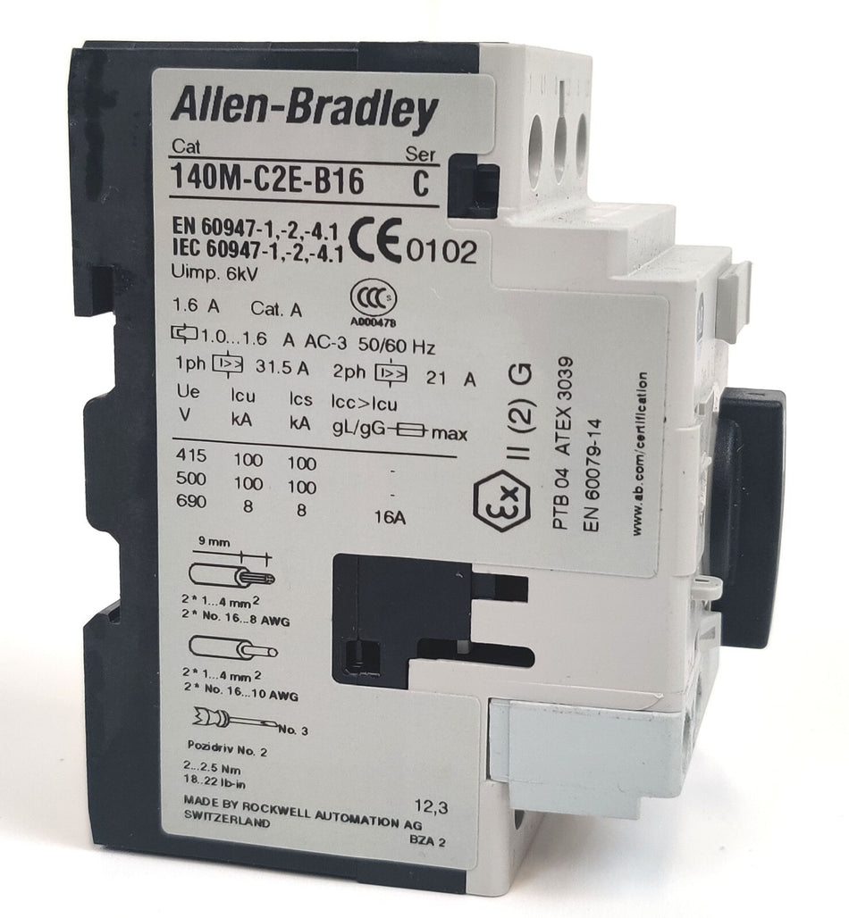 Allen-Bradley Allen-Bradley 140M-C2E-B16 Motor Protection Circuit Breaker 1.6A w 140M-C-AFA01