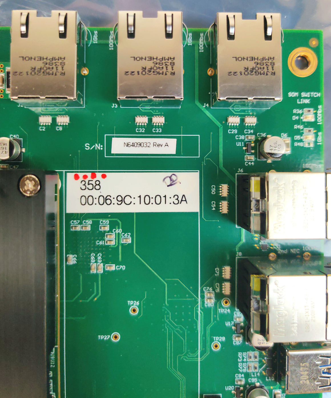 PerkinElmer SOM Carrier PCB N6409034 rev A w SSD for 2400 Gas Chromatograph