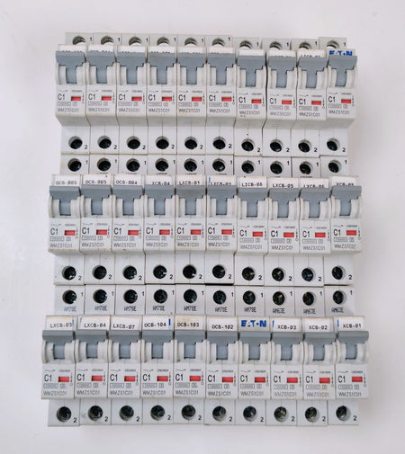 Lot of 30 Eaton C1 WMZS1C01 Miniature Circuit Breaker 1 Pole, 277VAC 48VDC 1A