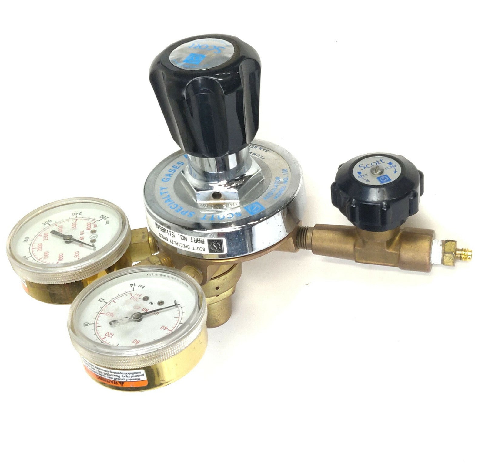 Scott Specialty Gases 18B Oxygen Regulator 5118B540 w 200 Psi Out 4000 Psi Gauge - 
