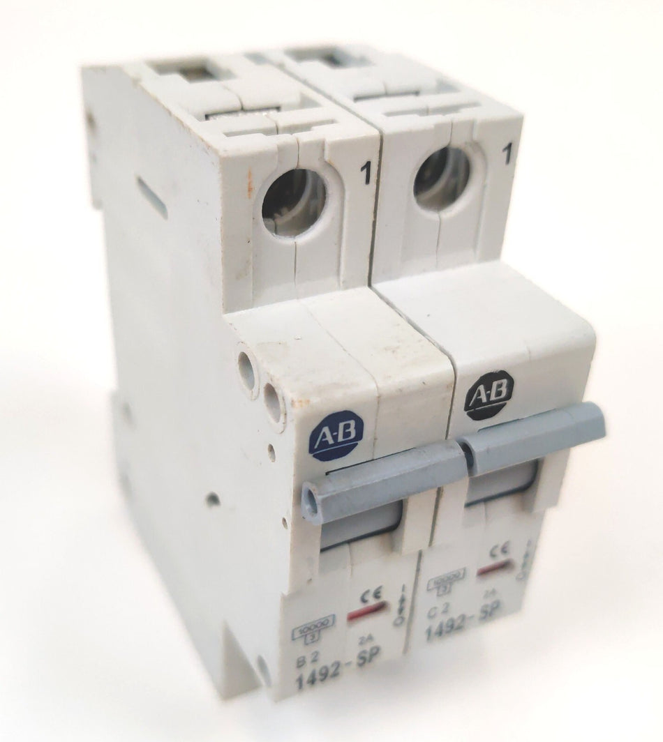 Allen-Bradley Lot of 2 Allen-Bradley 1492-SP1C020 type C and B Circuit Breaker, 1-P, 2A