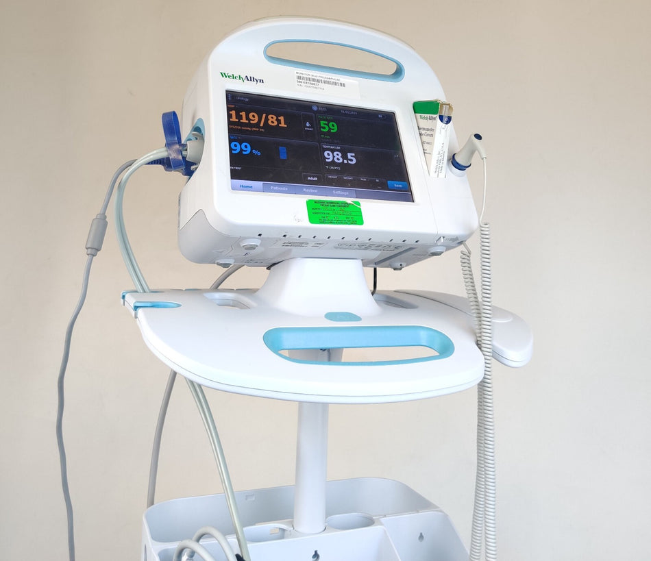 Welch Allyn Connex 6000 Vital Signs Monitor 65NTXX, NIBP, SPO2, Cuff & New Stand