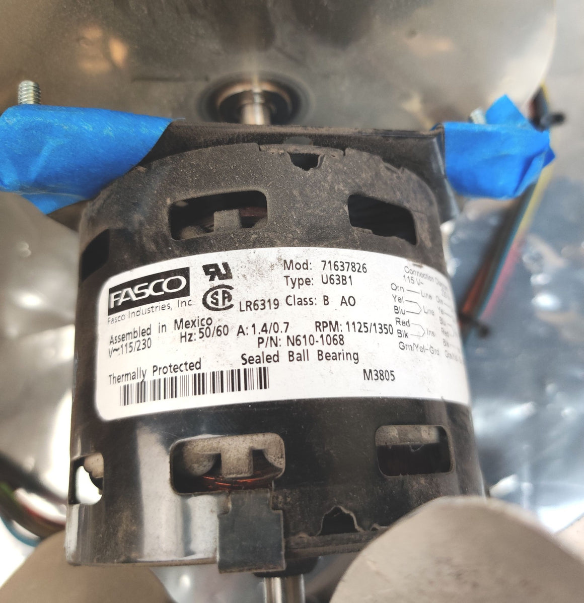 PerkinElmer Clarus GC N610-1068 Oven Fan with Fasco 71637826 LR6319 Motor