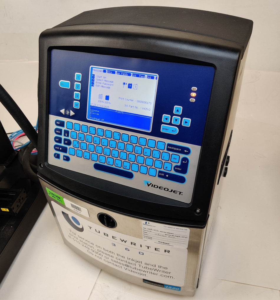 VideoJet 1520 Inkjet Continuous Coding Printer w TubeWriter 360 Labeling System