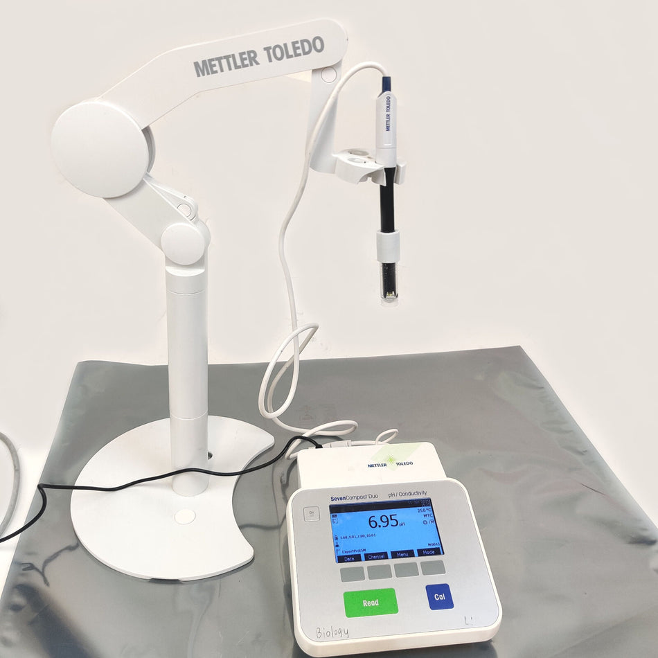 Mettler Toledo SevenCompact Duo S213 pH/Conductivity Meter w Arm & Probe