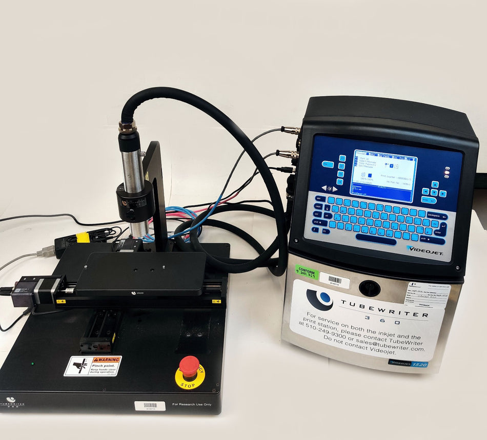 VideoJet 1520 Inkjet Continuous Coding Printer w TubeWriter 360 Labeling System