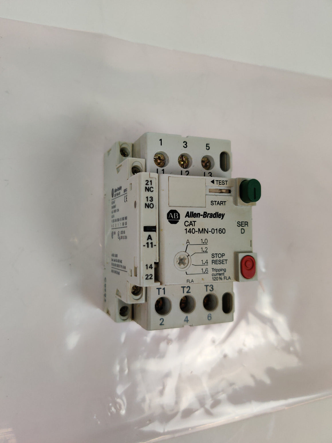 Lot of 6 Allen Bradley 140-MN-0160 ser D Manual Motor Starter 1.6A w 140-A11 Aux