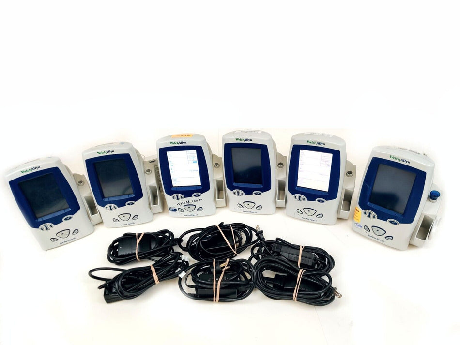 Lot of 6 Welch Allyn 45NT0 Spot Vital Signs LXI Patient Monitor w Power Supply