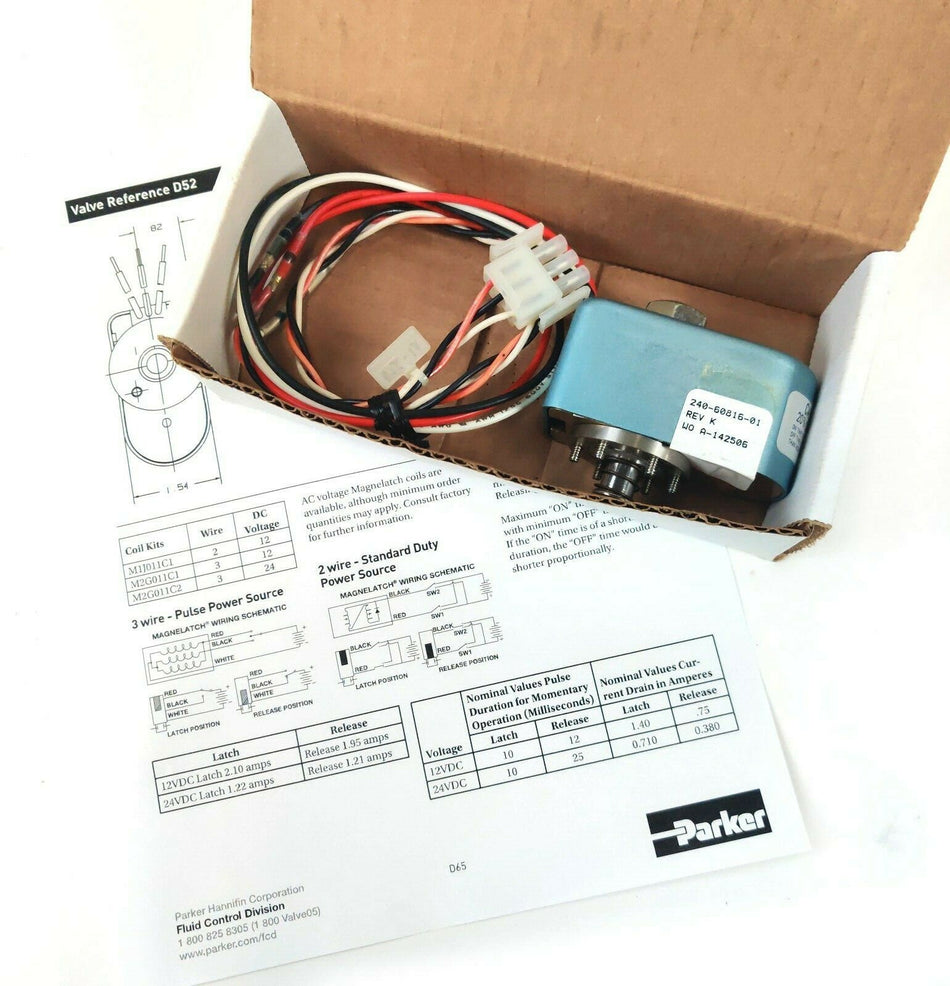 Parker M2G011C1 Magnelatch Valve for Micromeritics ASAP2010 w Plunger and Spring