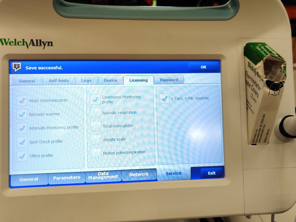 Welch Allyn Connex 6000 Vital Signs Monitor 67NXTX WIFI Nellcor SpO2, & Stand