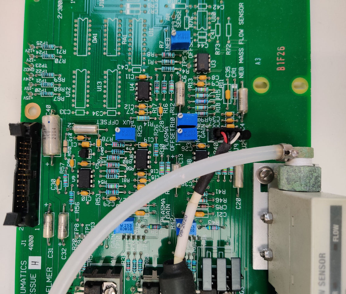 PerkinElmer N0779524 issue H RF Torch Pneumatics PCB w SMC PFM510-N01-1 Sensor