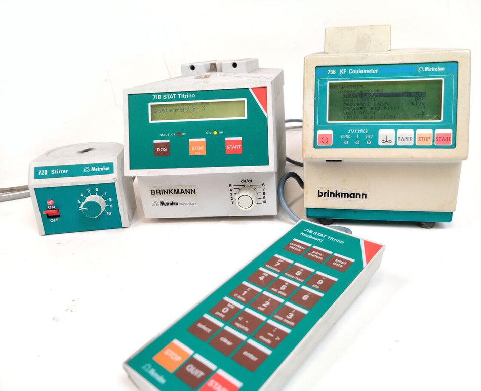 Metrohm 718 STAT Titrino with Keypad, 728 Stirrer and 756 KF Coulometer