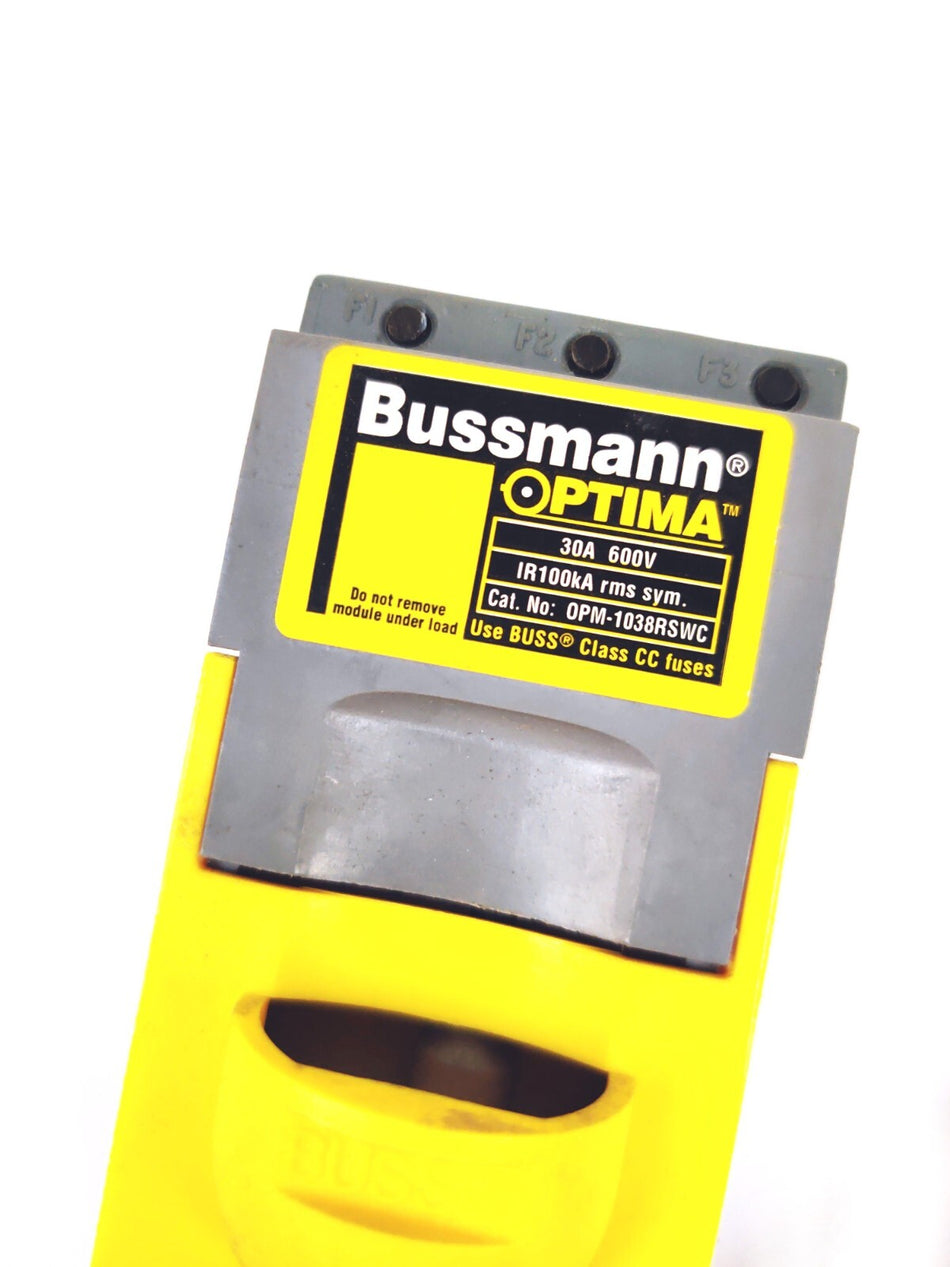 Bussmann OPM-1038R Class CC 3ph Fuse Holder 600V 30A OPM-1038RSWC w Switch, Fuse