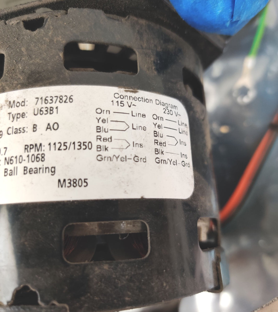 PerkinElmer Clarus GC N610-1068 Oven Fan with Fasco 71637826 LR6319 Motor