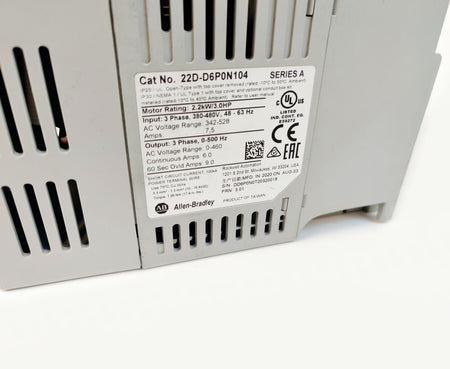 Allen Bradley 3 HP AC Drive PowerFlex 40P 22D-D6P0N104 ser A 380-480VAC MFD 2020