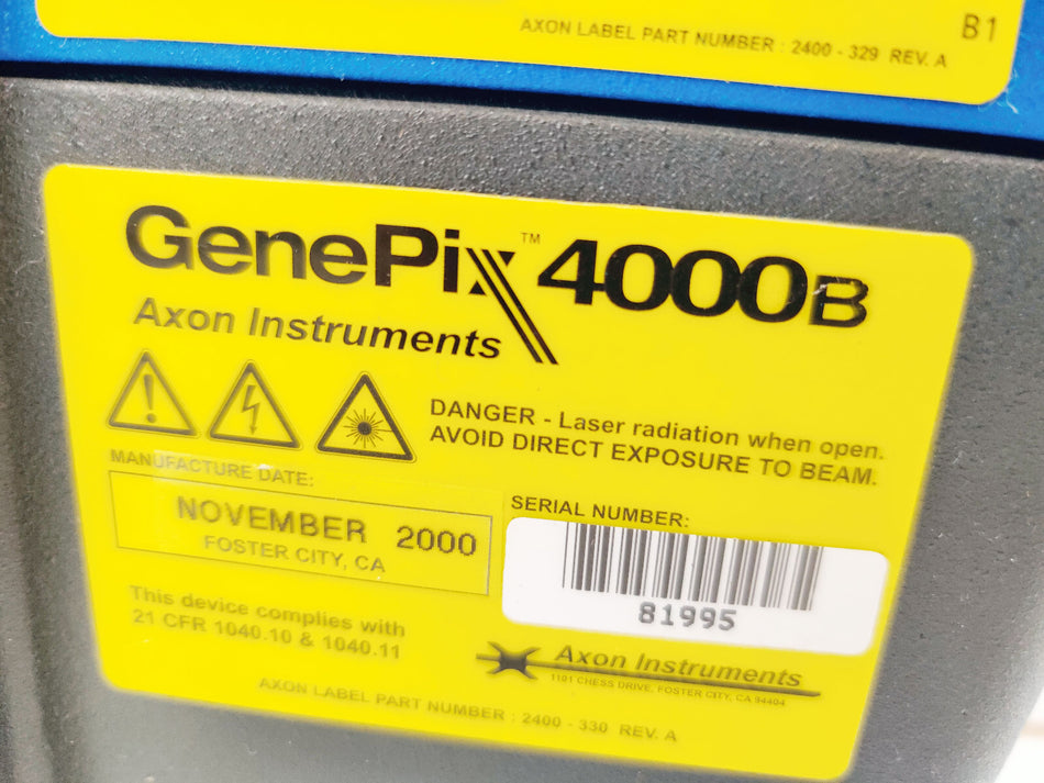 Axon Instruments Genepix 4000B Microarray Scanner. Free Shipping.