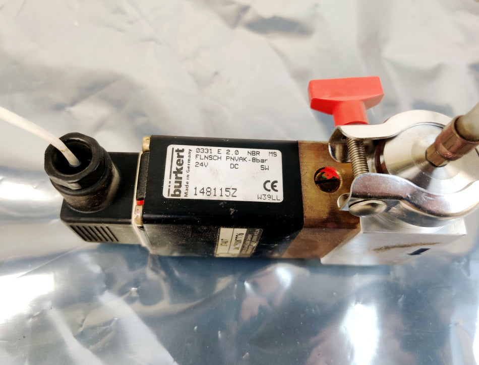 Bürkert Burkert 0331 Solenoid Valve 8 Bar 24VDC Leybold 17417 Vacuum Purge Gas Valve