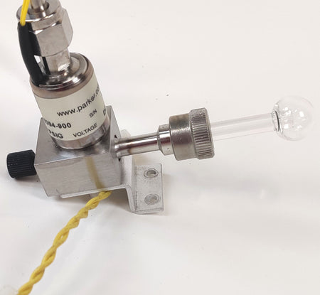 PerkinElmer SQ8 Gas Vial & Knurled Fitting w Parker VAC-100 24VDC Solenoid Valve