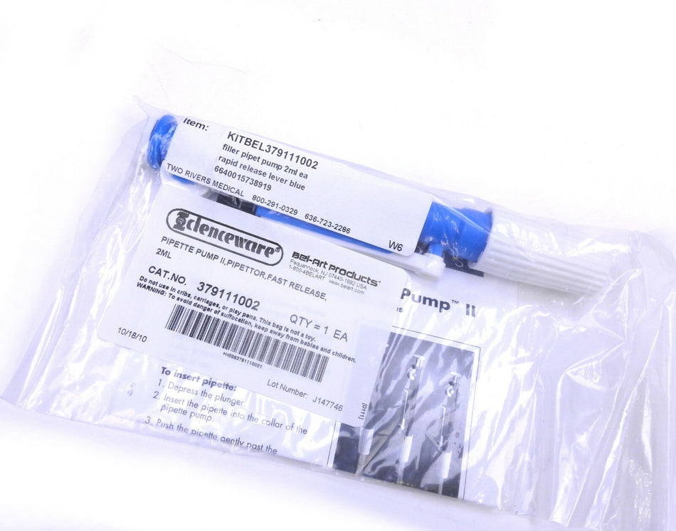 Sclenceware 3791110002 Bal-Art Fast Release Pipette Pump II 2 Ml ,Blue