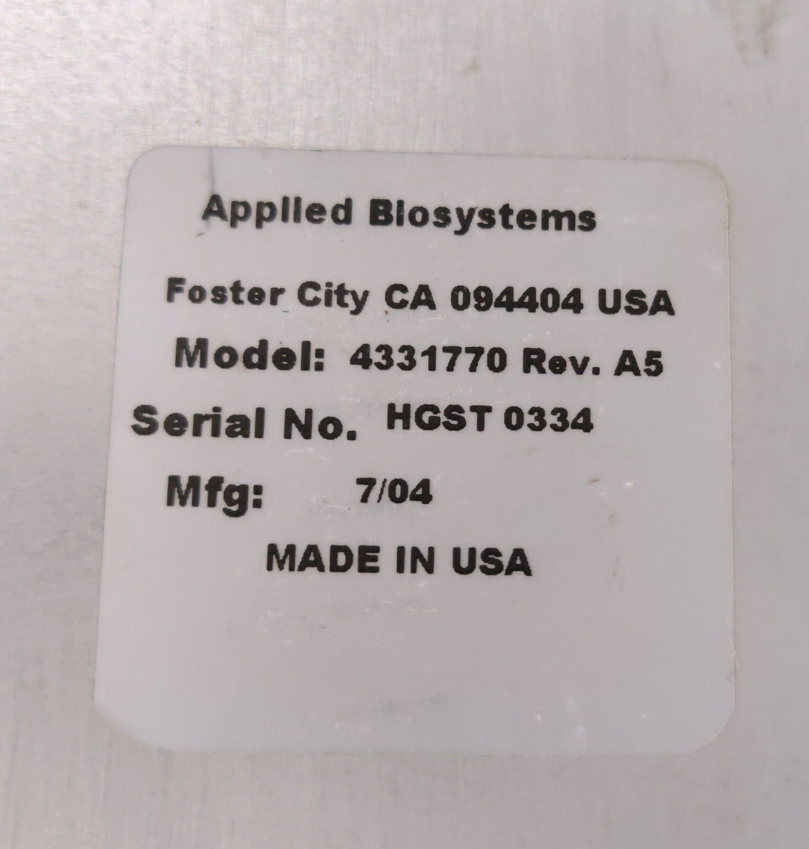 Applied Biosystems 4331770 Array Card Staker Sealer For ViiA 7 PCR System