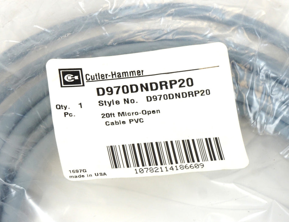 Eaton Cutler-Hammer 5 Pin Cable Micro Series 20f M12 Connector D970DNDRP20 NEW