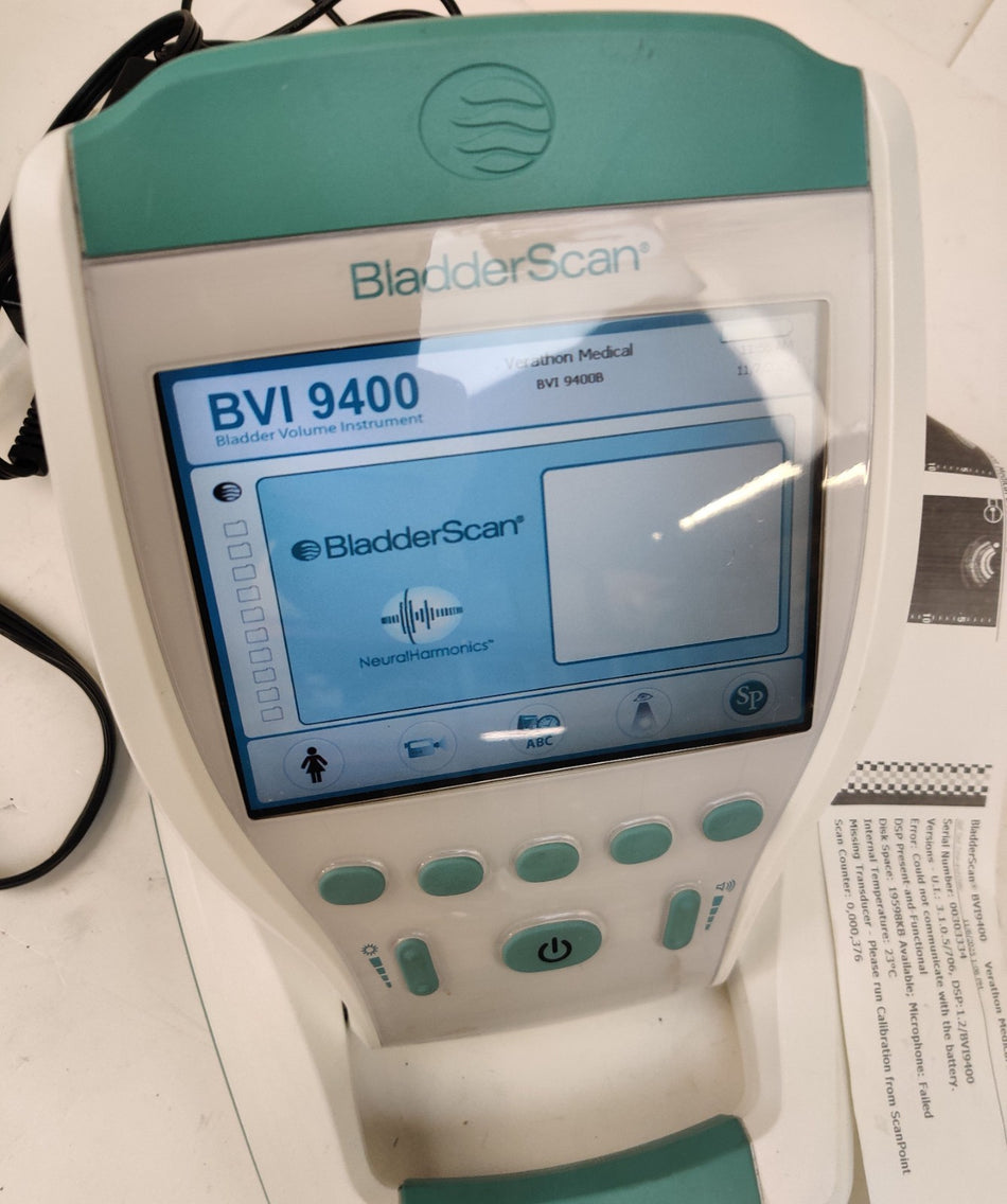 Verathon BVI 9400 Bladder Scanner PN 0570-0190 with Power Supply. Tested