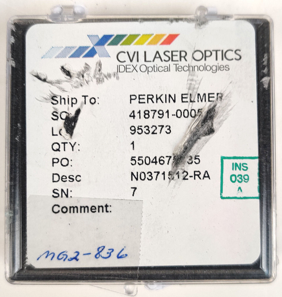 CVI Laser Optic Lens MG2-836 PerkinElmer N0371512 for Spectrophotometers