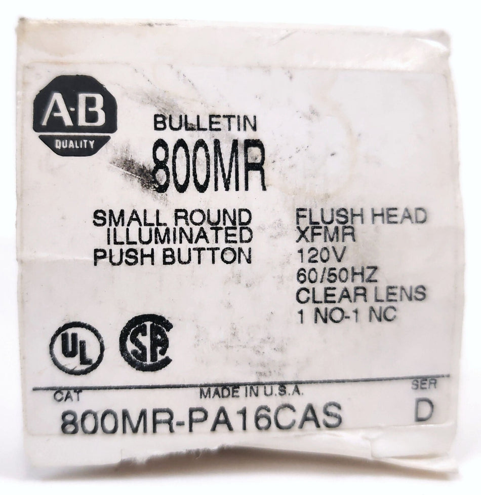 Allen-Bradley Allen-Bradley 800MR-PA16 CAS Ser D Illuminated Push Button 22MM 120VAC 1NO-1NC