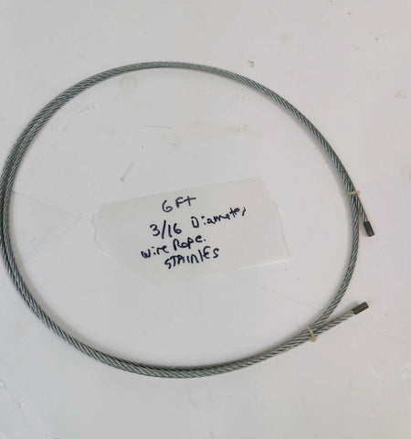 3/16" Stainless Steel Wire Rope Cable 7x19, 6 Ft 7521159, MilSpec