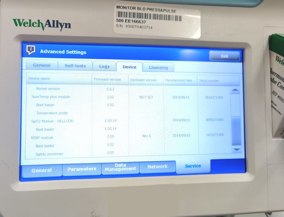 Welch Allyn Connex 6000 Vital Signs Monitor 65NXTX w Temp probe and Mobile Stand