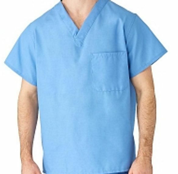 2X Medline Andelstat  610NTZXL-CA Reversible V-Neck Blue Operating Shirt Size XL