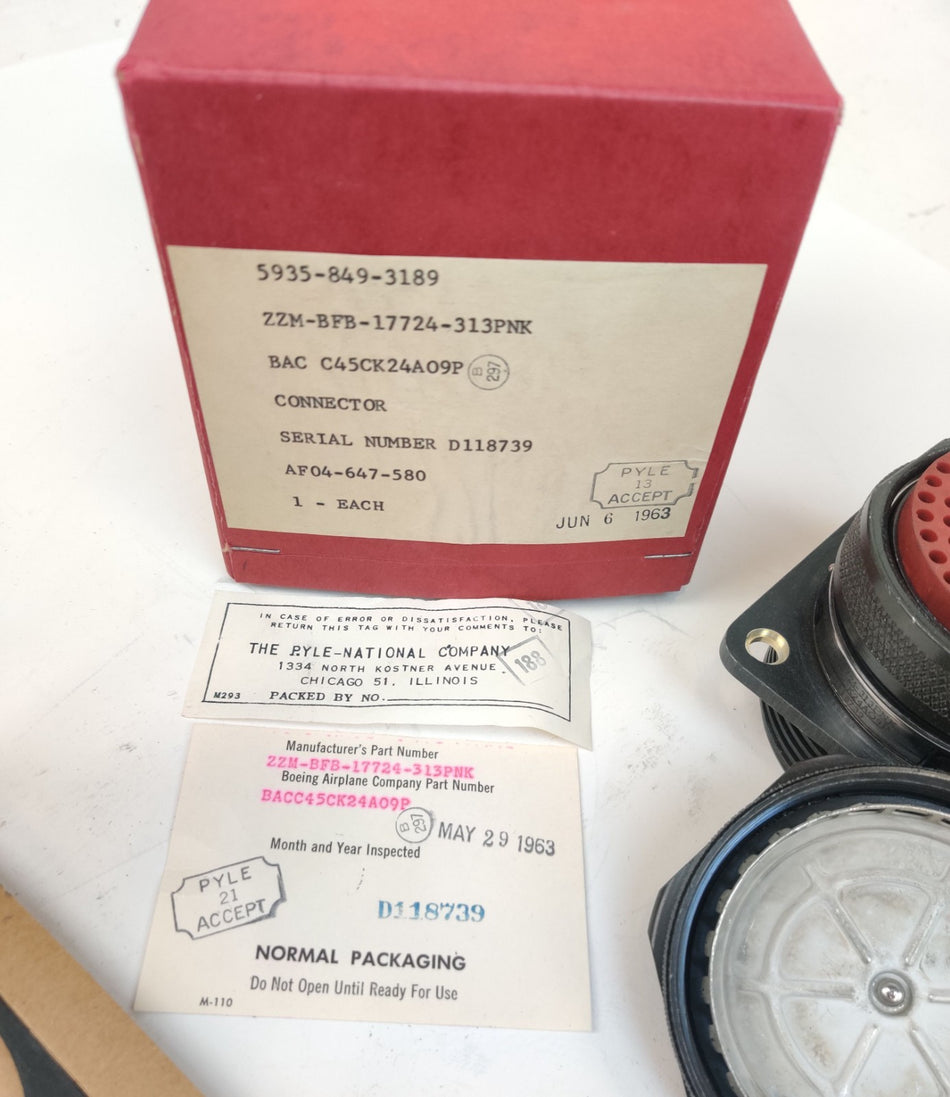 Amphenol 100 Position Circular Mil Spec Connector 3" BACC45 Boeing compare D38999