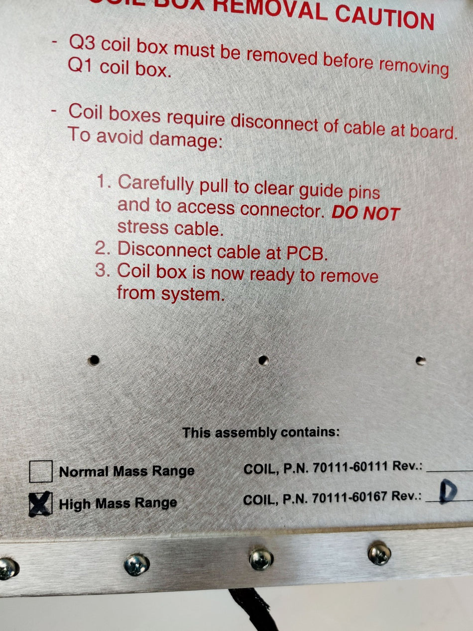 Thermo Quantum Q3 Coil Box High Mass Range 70111-60167 w 70111-63120 Q3 RF Cable