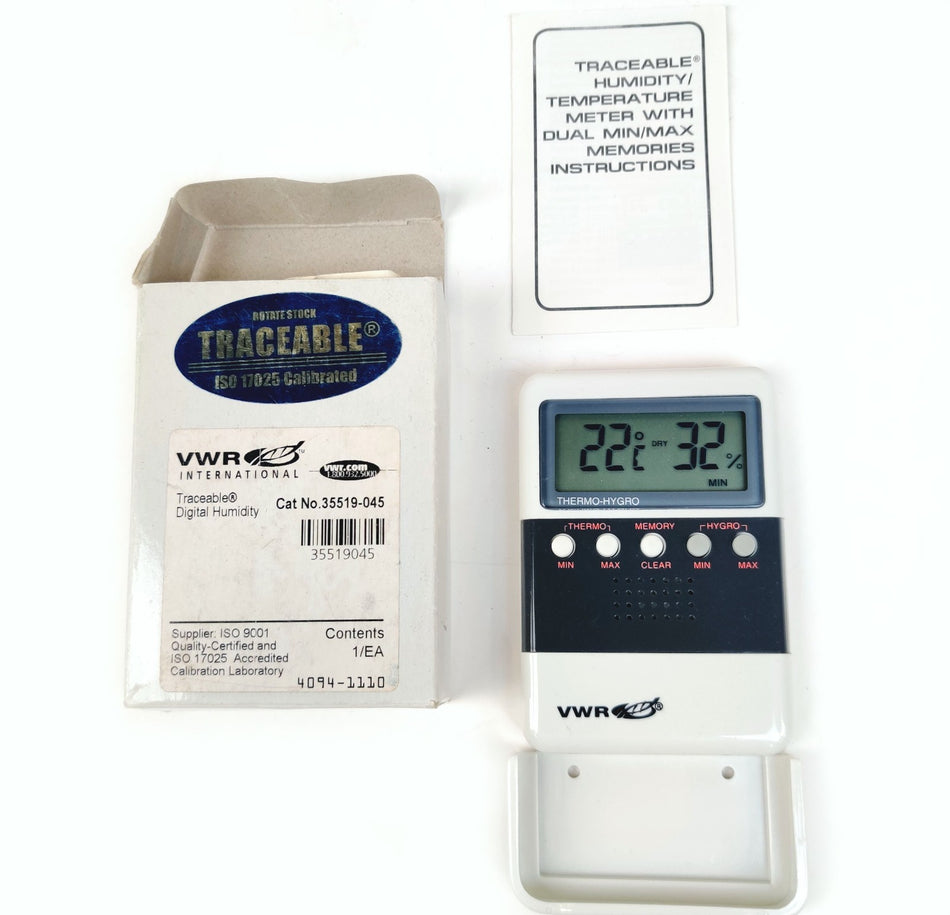 VWR 35519-045 Digital Hygrometer 25 to 95% RH Humidity Meter