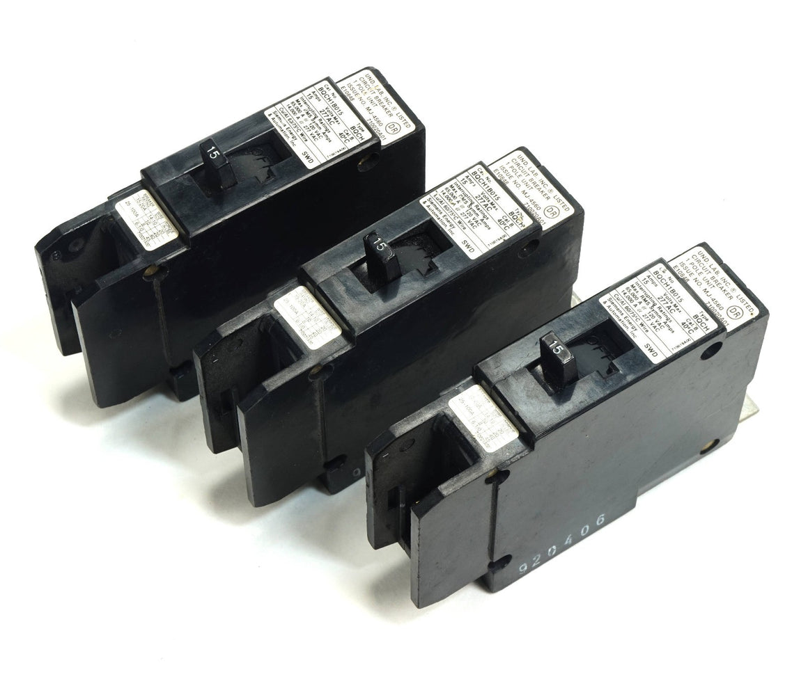 Lot of 3 Siemens BQCH1B015 Bolt-On Circuit Breaker 1 Pole 15 Amp 277VAC