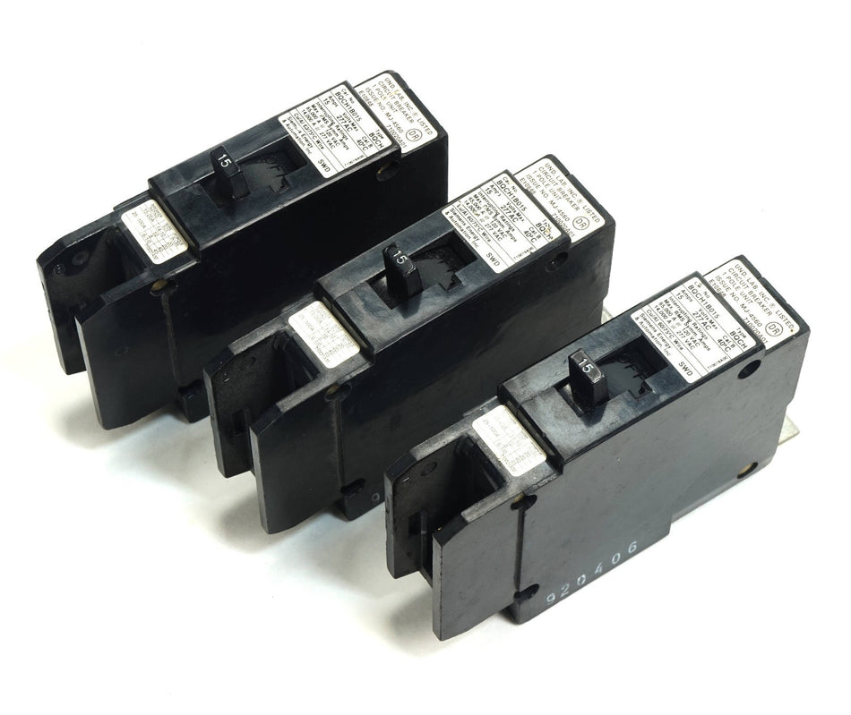 Siemens Lot of 3 Siemens BQCH1B015 Bolt-On Circuit Breaker 1 Pole 15 Amp 277VAC