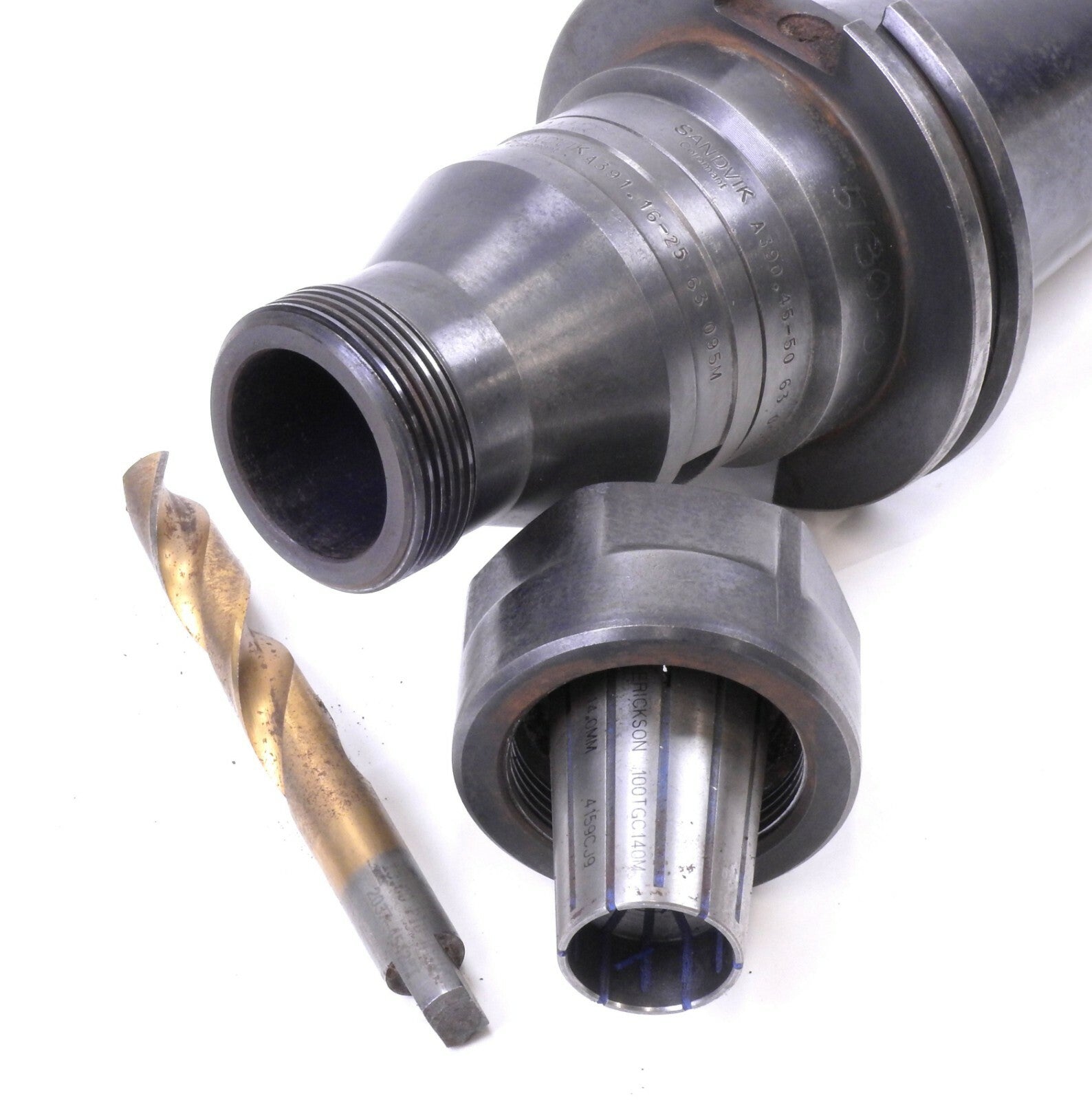 Sandvik Cat50 Holder + Chuck Adapter + Erickson 100TGC140M 14MM Collet +DrillBit - 