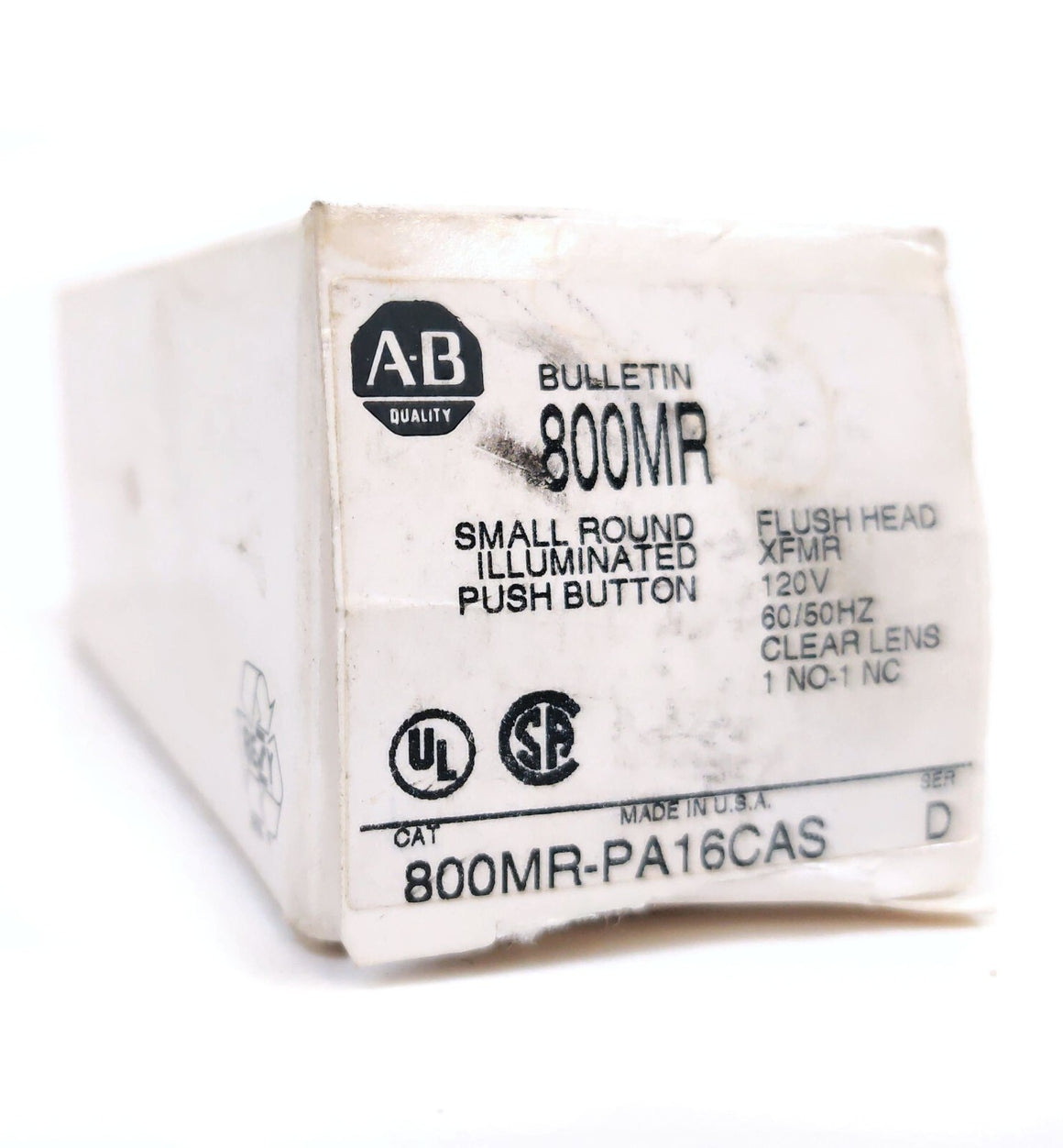 Allen-Bradley 800MR-PA16 CAS Ser D Illuminated Push Button 22MM 120VAC 1NO-1NC