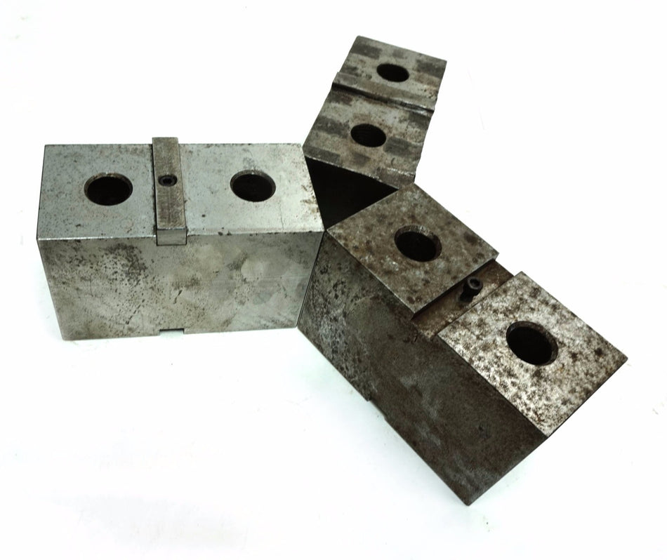 Set of 3 Lathe Chuck Tongue & Groove Soft Jaws Block 3" x 4" x 6 1/4" - 6 3/8"