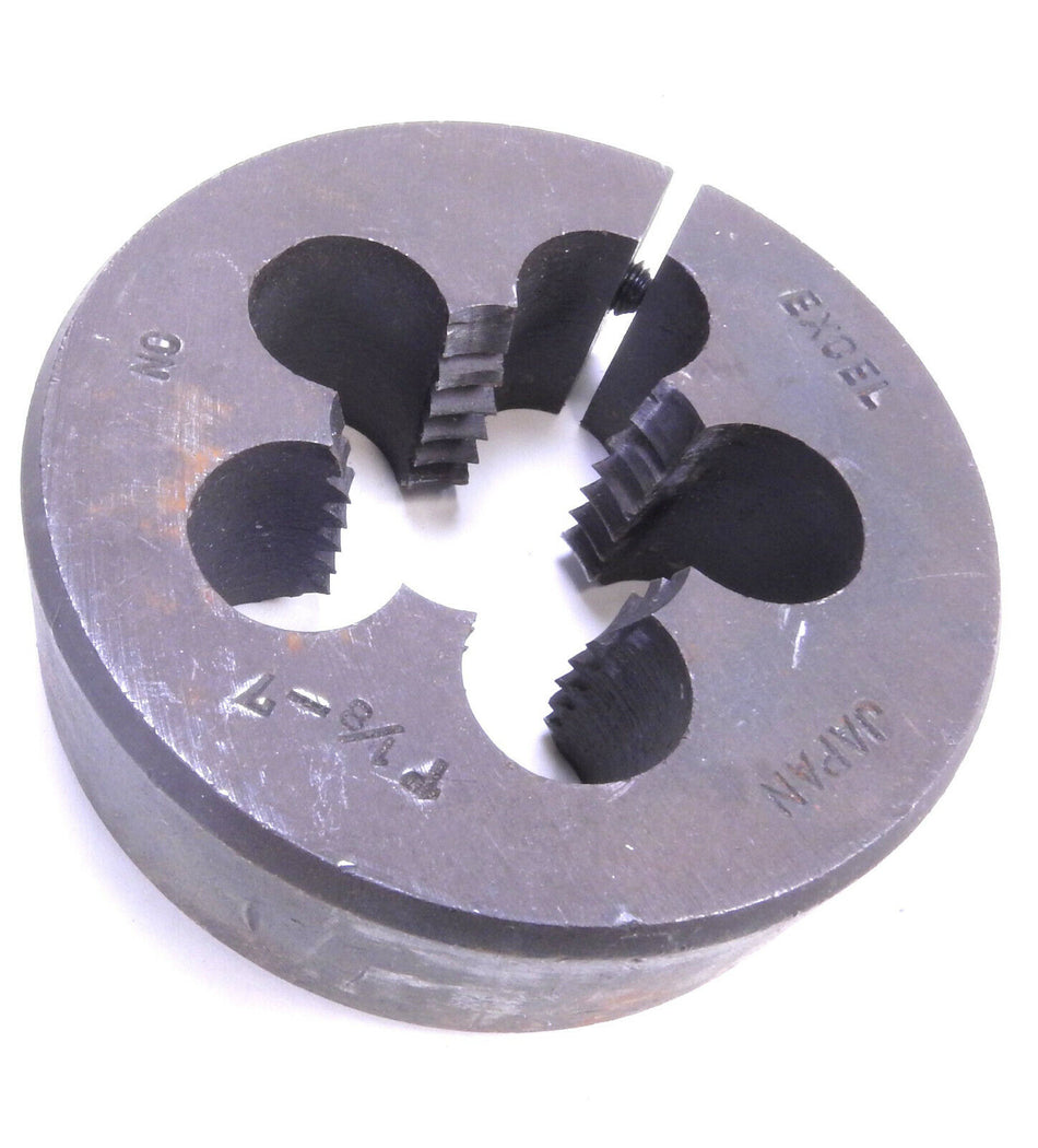 Excel 1-1/8"-7 NC Hex Rethread Die Carbon Steel. Japan