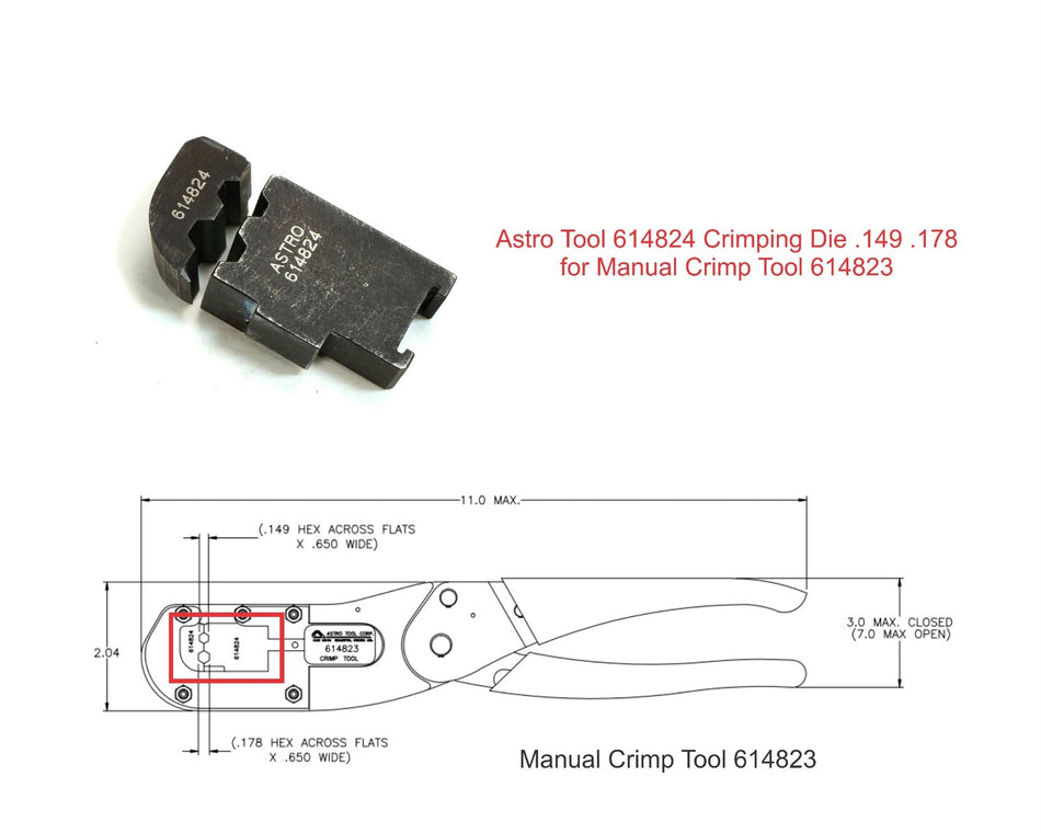 Astro Tool Astro Tool 614824 Crimping Die .149 .178 for Manual Crimp Tool 614823