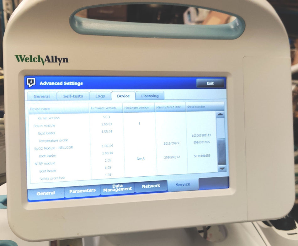 Welch Allyn Connex Vital Signs Monitor 6000 WIFI SpO2 NIBP Braun Stand 68NXEX