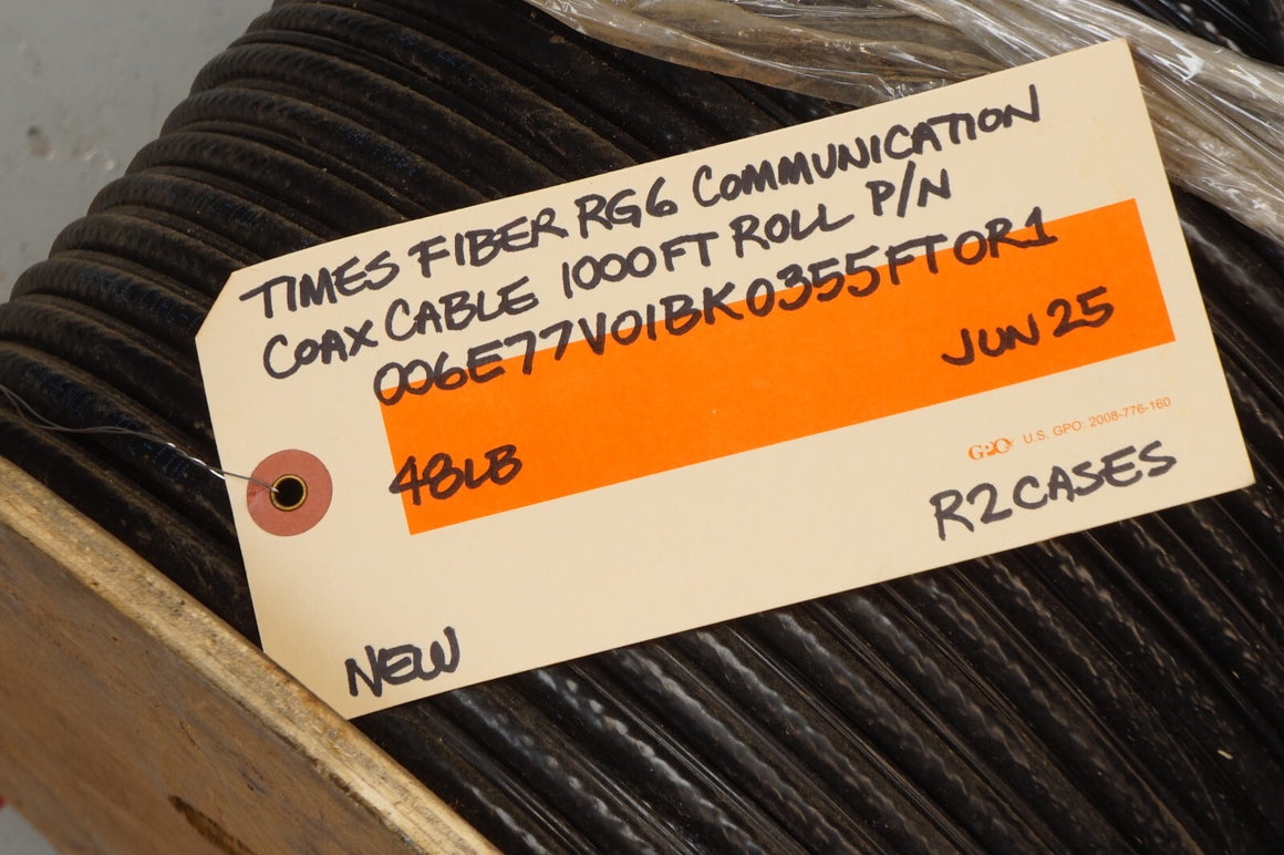 1000ft Amphenol Times Fiber T6TQP77-LTV BLACK-051M TriShield Communication Cable - 
