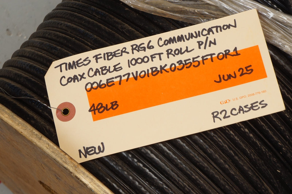 1000ft Amphenol Times Fiber T6TQP77-LTV BLACK-051M TriShield Communication Cable - 