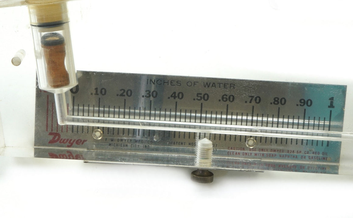 Dwyer 250-AF Inclined Manometer Air Filter Gage .10-0-1.0" w.c. 5-1/2" Scale