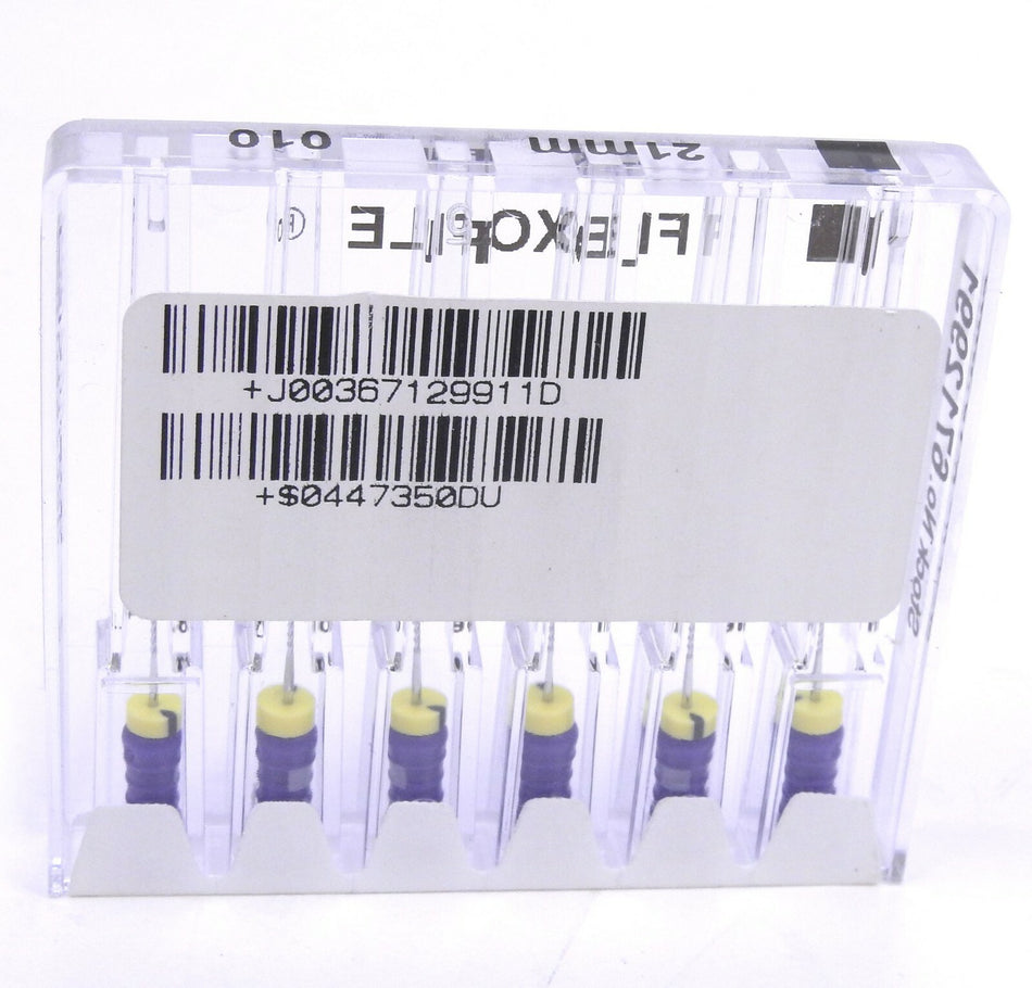 Dentsply Flexofile 21 mm 010, Flexible Stainless Steel Endodontic File 6 Pcs Box