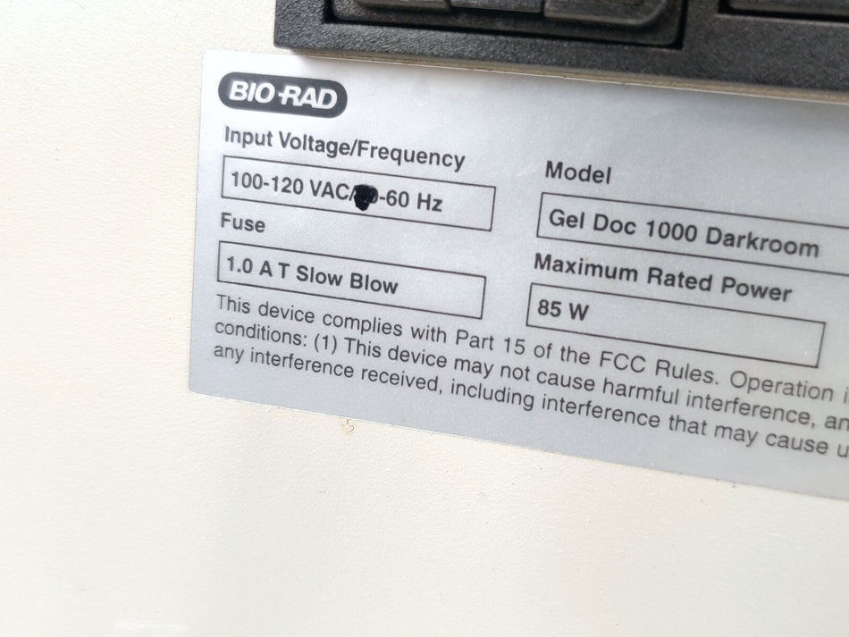 Bio-Rad Gel Doc 1000 Darkroom Universal Hood UV Transilluminator Imager Power On
