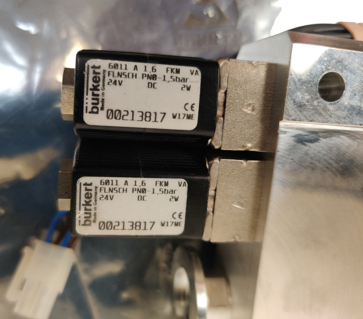 Bruker Microflex MALDI TOF Manifold w/ Burkert 6011 1.6bar FKM 24VDC 2W Working