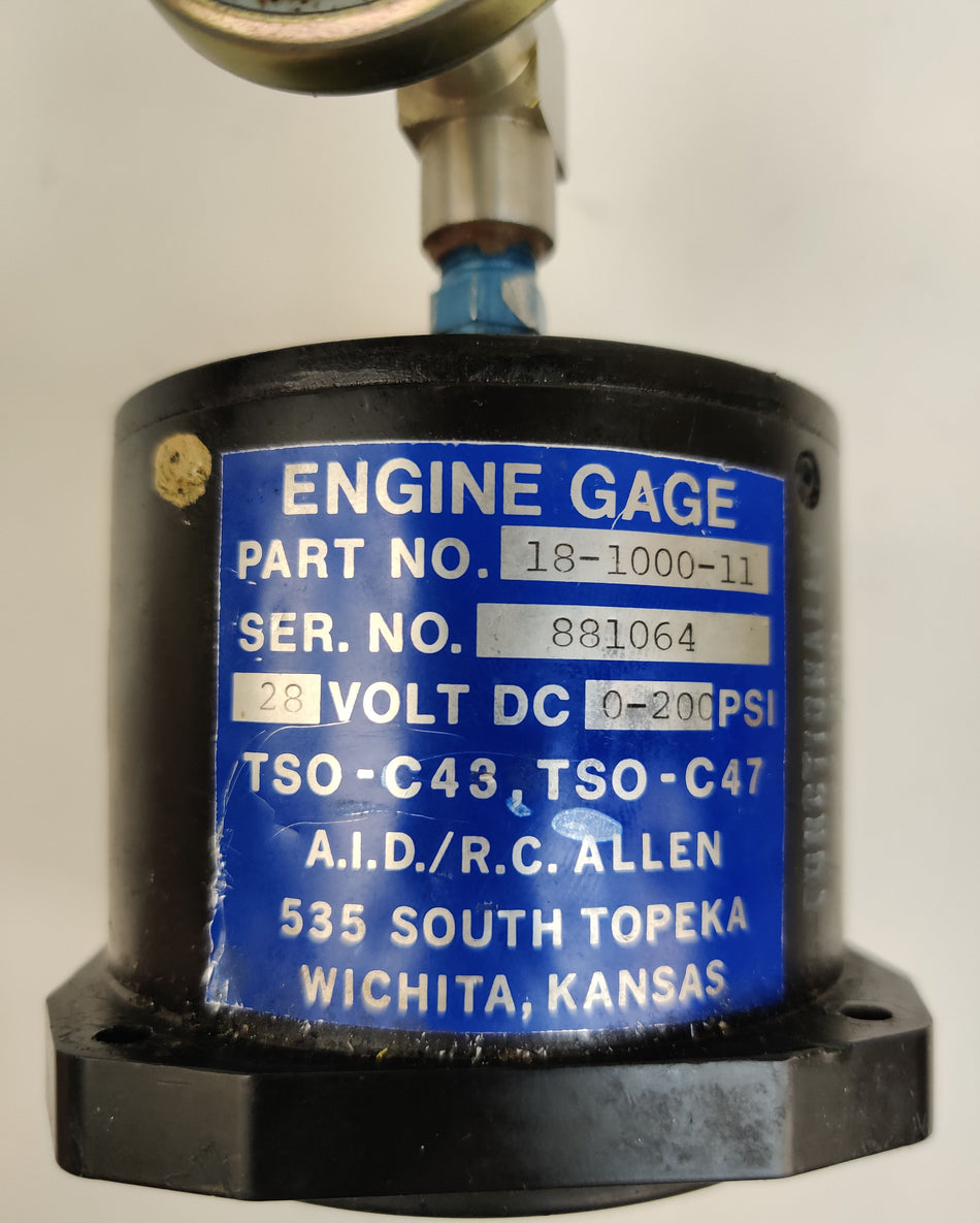 RC Allen Tri-Engine Gauge 28V Oil Press, CYL Temp, Oil Temp Aircraft 18-1000-11